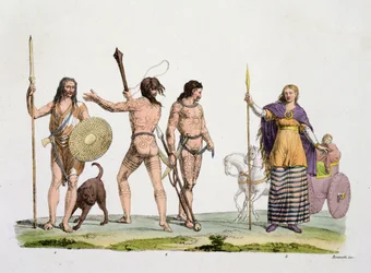 Britonere, kaledoniere og dronning Boudicca, plansje 4 fra Nasjonenes historie