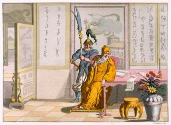 Kinesiske taoistiske religiøse ledere: guddommen Kuan-ti, gravert av Fumagalli og Bramatti, ca. 1820-30