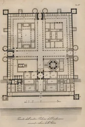 Kroatia - Split (Spalato) - Rekonstruert Diocletian Palace av Robert Adam (Palasset til den romerske keiseren Diocletianus (Gaius Aurelius Valerius Diocletianus, 245-316). Gravering fra "" Skikker og skikker til alle folkeslag i universet.