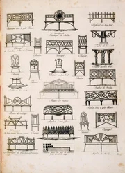 Design for hageseter, fra A Compendium of Drawings, av J.G. Grohmann, utgitt 1805