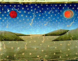 Fol.149va Den siste dommen: Stjernene faller og alt blir snudd på hodet (vellum)