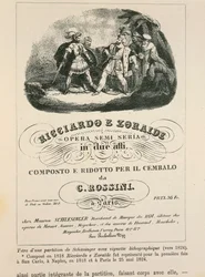 Frontispice til en cembaloreduksjon av 'Ricciardo and Zoraide' av Gioachino Rossini (litho)