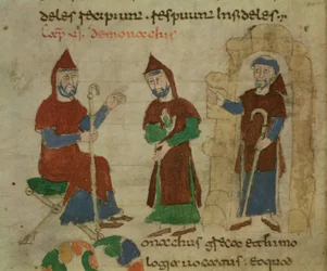 Investitur av en benediktinermunk, fra universet av Rabanus Maurus (ca. 780-856) 1023