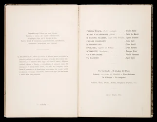 Libretto av Tosca av Giacomo Puccini, Edition Ricordi, Italia