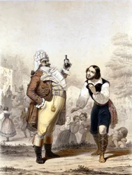 Luigi Lablache og Mario di Candia i en scene fra operaen The Elixir of Love