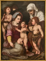 Madonna med Jesusbarnet, St. Elisabeth, Johannesbarnet og to engler, kopi fra Andrea Del Sarto (olje på panel)