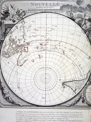 Kart over Stillehavet gravert i Venezia på 1700-tallet.