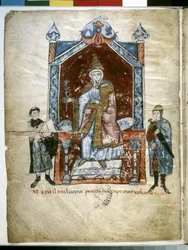 Matilda av Toscana: tronende Matilde av Canossa (miniatyr)