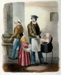 Milanese Metier: en selger av kastanjer.