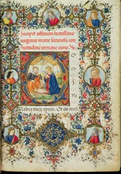 Ms 154 f.14r Adoration of the Christ Child, fra en timebok, italiensk