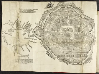 Plan av Mexico, i Hernando Cortés, La preclara narratione di Ferdinando Cortese della Nuoua Hispagna, Venezia