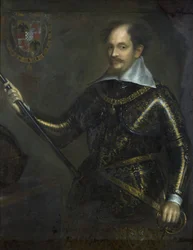 Portrett av Alessandro I Pico della Mirandola, markis av Concordia og hertug av Mirandola, i rustning, 1622