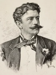 Portrett av Herbert von Bismarck (1849-1904), tysk politiker, gravering av Riera fra fotografi av Vianello Brothers, fra L'Illustration Italiana, nr. 44, 2. november