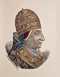 Portrett av paven Nicolas V (Nicola, Nicholas eller Nicolo eller Niccolo eller Nicolaus) (1447-1455)