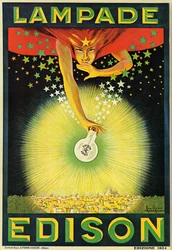 Plakat som reklamerer for Edison-lyspærer, Milano, Italia