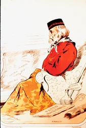 Representasjon ved medlemmer av den parlamentariske retten til Risorgimentos helter og italiensk patriot Giuseppe Garibaldi (1807-1882) i 1874. Tegning. Roma, Museo del Risorgimento