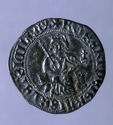 Sølvmynt slått på tiden til kongen av Napoli Robert I av Anjou (1275-1343).