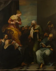 Den hellige Katarina i strid med dommerne, ca. 1650-1710 (olje på lerret)
