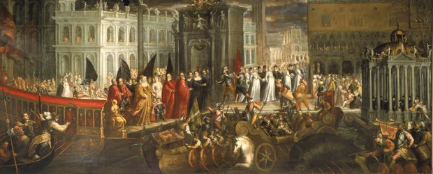 Ankomsten til Morosina Morosini Grimani ved Palazzo Ducale, Venezia