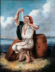 Pastaspiseren. Anonymt maleri fra 1800-tallet. Roma, Museo Nazionale delle Paste Alimentari, Fondazione Agnesi