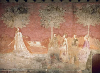 Ballspillet, scene fra lekesyklusen, ca 1445-1450, fresco, Palazzo Borromeo, Milano, Lombardia, Italia