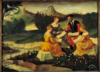 Vokalkonserten Painting of the Italian School. Det 16. århundre. Bourges, Hotel Lallemant