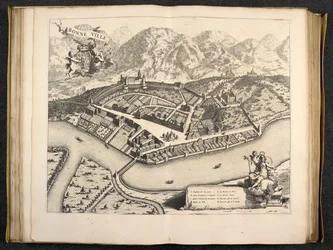 Utsikt over Aosta, Piemonte, Italia