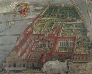 Utsikt over kirken og klosteret Santa Croce i 1718