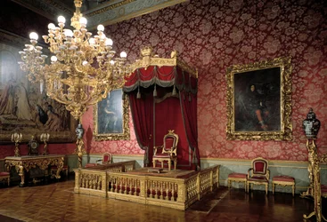 View of the Throne Room eller Chamberlains Room Royal Apartments fra 1800-tallet, Palazzo Pitti, Firenze, Italia