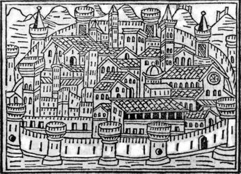 Bymurer fra Supplementum Chronicarum av Giacomo Filippo Foresti, 1506