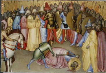 Halshuggingen av en helgen (tempera på tre)