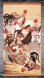 Tretten haner, fra Doshoku Sai-e (Det fargerike riket av levende vesener) Edo-perioden. ca. 1757–66 (farge på silke)