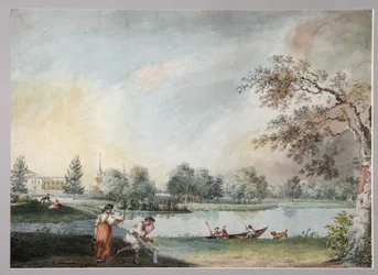 Dammene før bygodset til grev Alexei Kirillovich Razumovsky i Moskva, tidlig på 1800-tallet