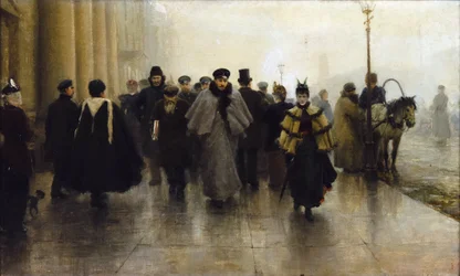 La perspektiv Nevski - Nevskij Prospekt - Ivan Aleksijevitsj Vladimirov (1869-1947). Olje på lerret, tidlig på 1890-tallet. Dimensjon : 41x68 cm Privat samling