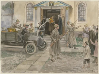 Rekvirering av kirkeskattene i Petrograd 5. mai 1922 fra akvarellserien Russland