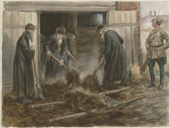 Russiske prester som måker høy: september 1918 fra serien med akvareller russisk revolusjon, 19