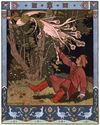 Tsarevitch Ivan, Ildfuglen og den grå ulven, ca. 1899 (litografi)