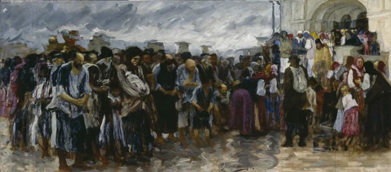 Tiggere ved kirken, 1889