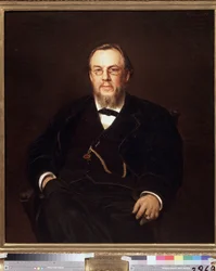 Portrett av samleren Dr Sergei Botkin (1832-1889) (Portrett av samleren Dr Sergei Botkin). Maleri av Ivan Nikolayevich Kramskoi (1837-1887), olje på lerret