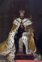 Album fra kroningen av tsar Aleksander III av Russland (1845-1894) og keiserinne Maria Fjodorovna (Dagmar av Danmark) (1847-1928) - Kroningsportrett av keiser Aleksander III (fra Kroningsalbumet)