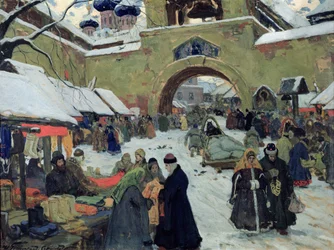 Basardag i en gammel by