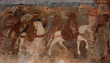 Freske i katedralen til Vår Frue av skiltet, Novgorod, tidlig på 1700-tallet.