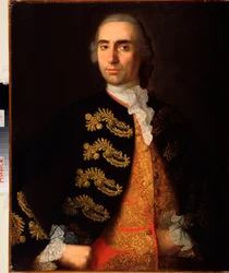 Portrett av dYvan Kotsarev (Portrett av Ivan Kotsarev) - Painture av Ivan Yakovlevich Vishnyakov (Vishnyakov) (1699-1761), huile sur toile
