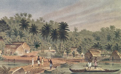 Village of Ngaloa, Kandan, Fiji, fra At Anchor av J.J. Vill