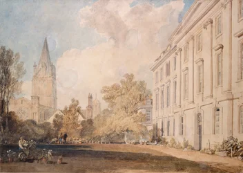 Utsikt over katedralen i Christ Church, og en del av Corpus Christi College, 1803-1804