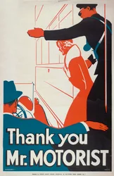 "Thank You Mr Motorist", London County Council LCC Tramways-plakat, 1933