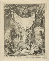 Titteltrykk for en serie med scener fra Achilles liv Scener fra livet til Achilles (serietittel) Vitam et mortem achilli (serietittel på objekt)