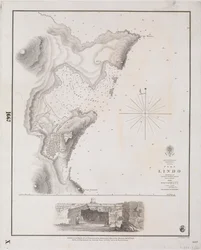 Øygruppen Rhodos I, Port Lindo kartlagt av kaptein Thomas Graves, HMS #39;Beacon#39; 1842
