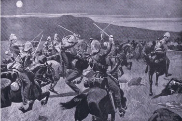 Moonlight charge of the 19th Hussars nr Steenkampsberg , illustrasjon fra After Pretoria: The Guerilla War