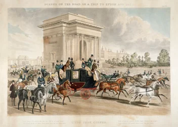 Hestevogner langs Hyde Park Corner, London, 1838